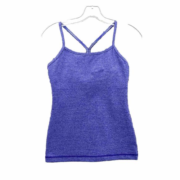 Lululemon Power Rose‎ Tank Top 4 Purple Heather Built In Y Bra Activewear Womens - Picture 2 of 10